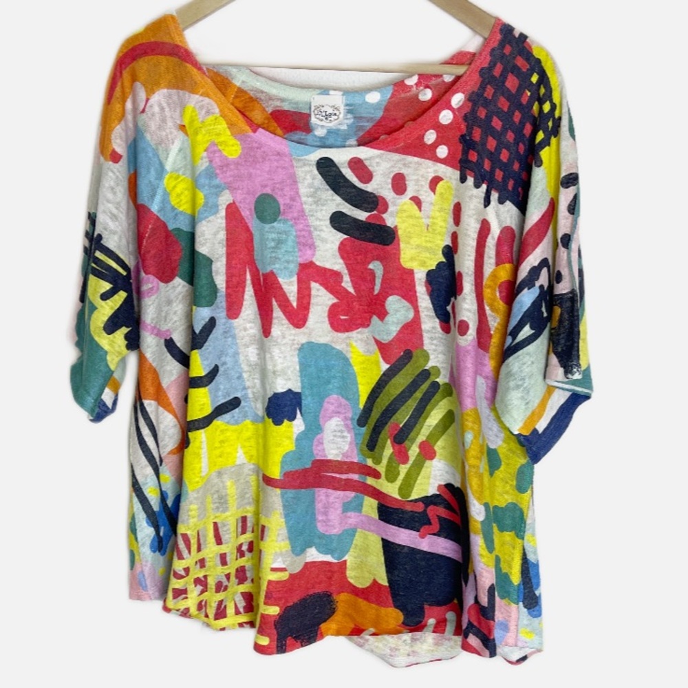 Et’ Lois Abstract Art soft knit top 1X